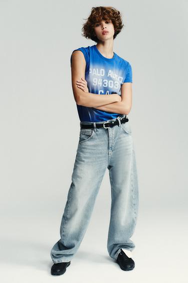 TRF OVERSIZED SHIFTED SEAM MID-WAIST JEANS - Blue by Zara - Image 0