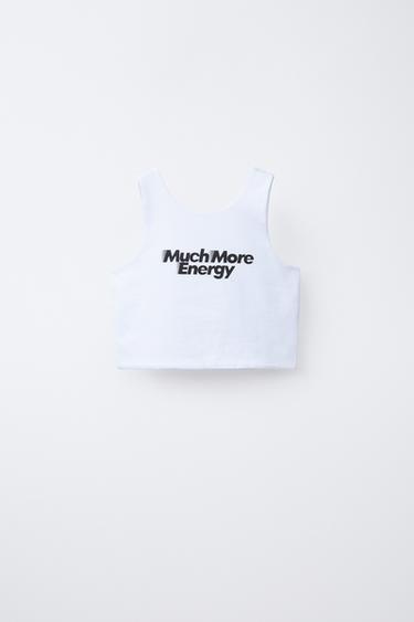 SLOGAN CROP TOP - White by Zara