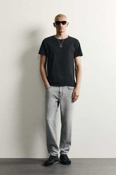 JEANS SLIM CROPPED FIT - Gris de Zara - Imagen 0
