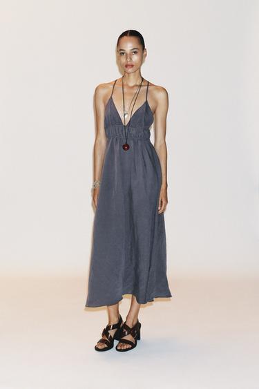 فستان متوسط الطول منسدل - رصاصي by Zara