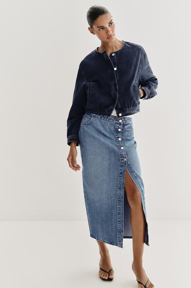 Z1975 WRAP DENIM SKIRT - Mid-blue by Zara
