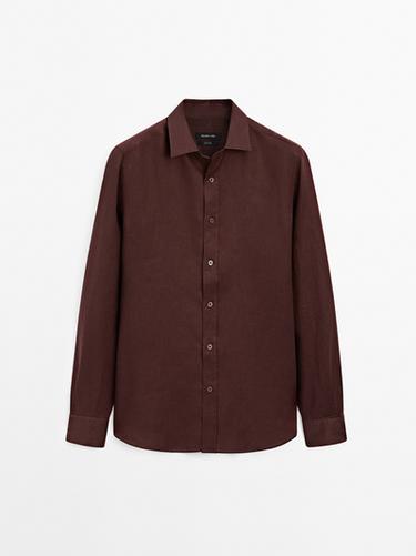 Zara 100% linen slim fit shirt - white - Image 0