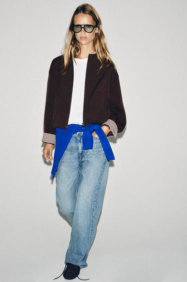 БОМБЕР СО СБОРКОЙ ПО НИЗУ — КОРИЧНЕВЫЙ от Zara