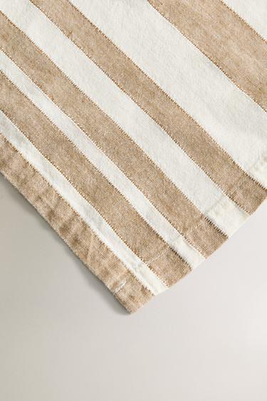 NAPPE LIN BANDES - Beige clair de Zara - Image 2