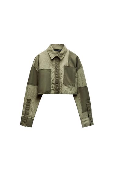 CROP PATCHWORK NYLON SHIRT