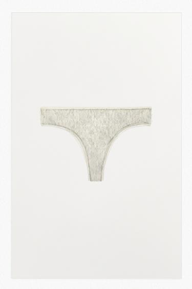 EMBOSSED LACE BRIEFS - Ecru / Beige by Zara