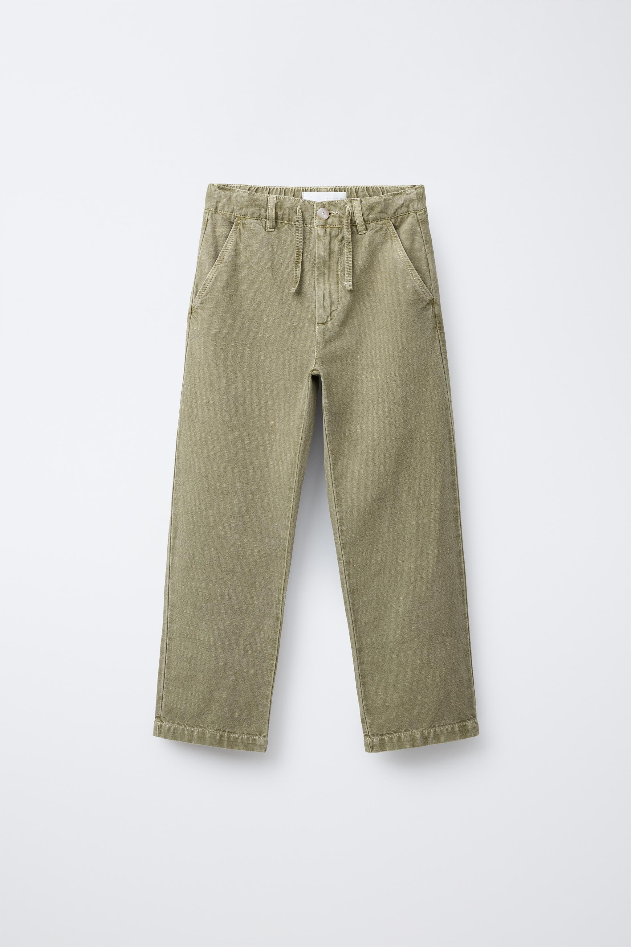 PANTALON DROIT AVEC COTON ET LIN