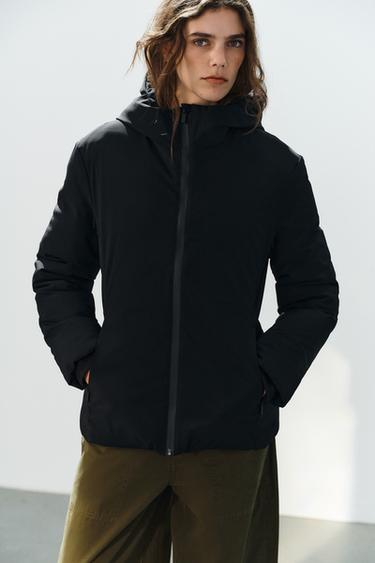 SHORT PADDED HOODIE ANORAK — Black 1