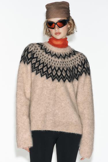JUMPER WITH ALPACA JACQUARD SKI COLLECTION - Ecru by Zara