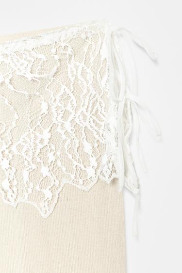 PANTALON CÔTELÉ DENTELLE - Rose craie de Zara - Image 5