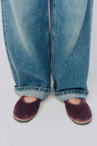 BALLERINES EN VELOURS - Rose de Zara