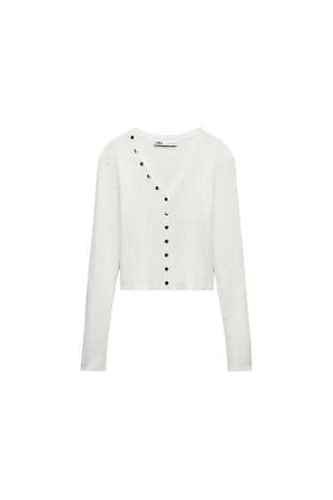 KNIT TOP WITH GOLD BUTTONS