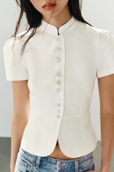STRIPED PEPLUM TOP - White by Zara