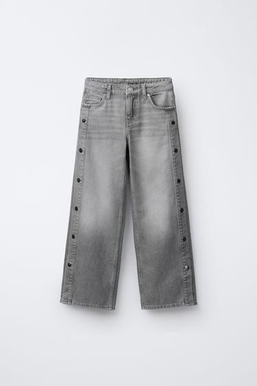 JEAN LARGE À CLOUS - Gris de Zara
