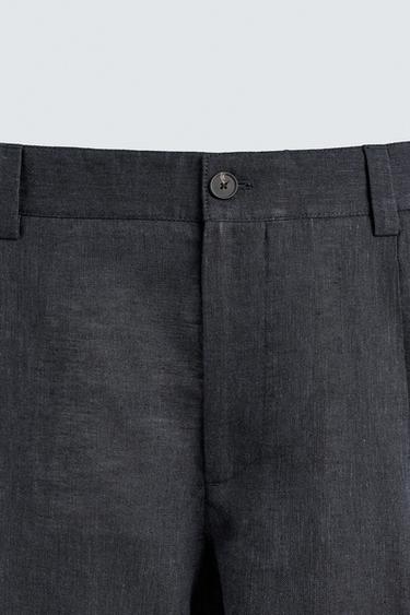 PANTALON 100% LIN À PLIS - Indigo de Zara - Image 8