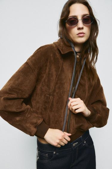CAZADORA EFECTO ANTE - Tostado oscuro de Zara