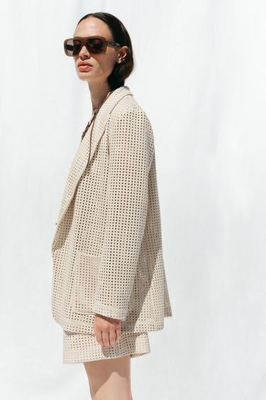 FAUX SUEDE CUT-OUT BLAZER - Ecru by Zara - Image 5