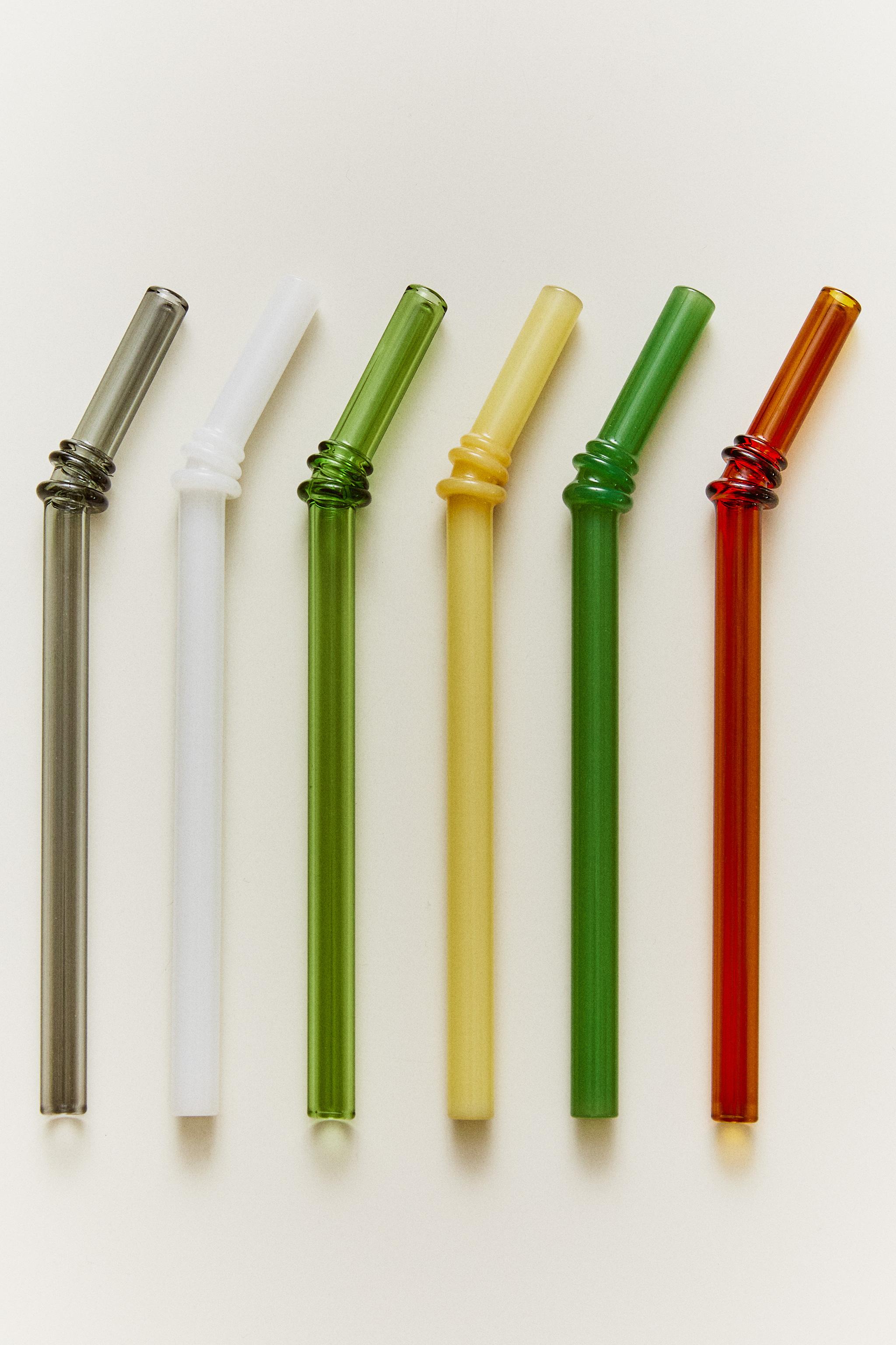 COLOURED GLASS STRAW PACK (PACK OF 6)