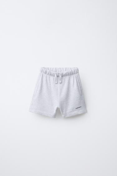Zara PLUSH TEXT SHORTS - Gray marl