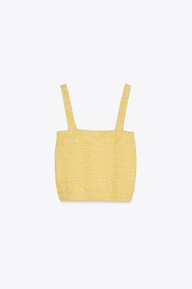 HAUT COURT EN MAILLE - Jaune de Zara - Image 3