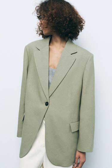 ZW COLLECTION LINEN BLEND BLAZER - Sea green by Zara