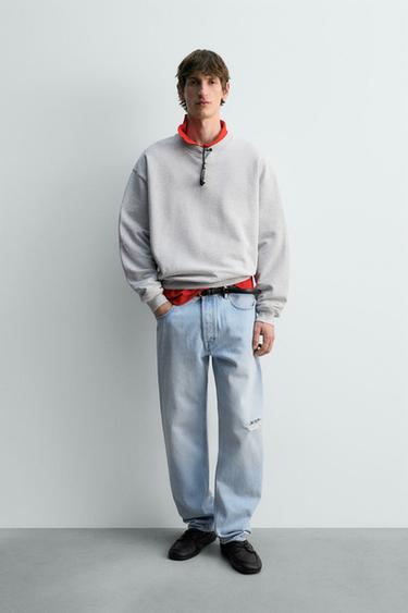 RIPPED STRAIGHT-LEG JEANS - Light blue by Zara - Image 0