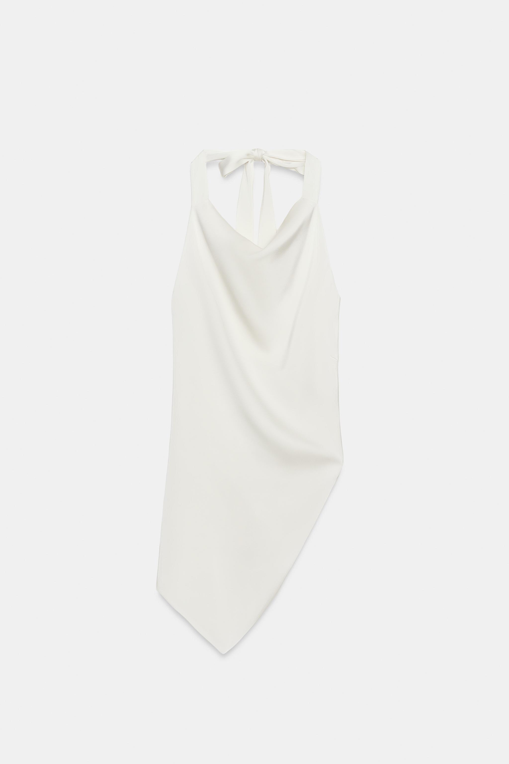 TOP HALTER ASYMÉTRIQUE SATINÉ