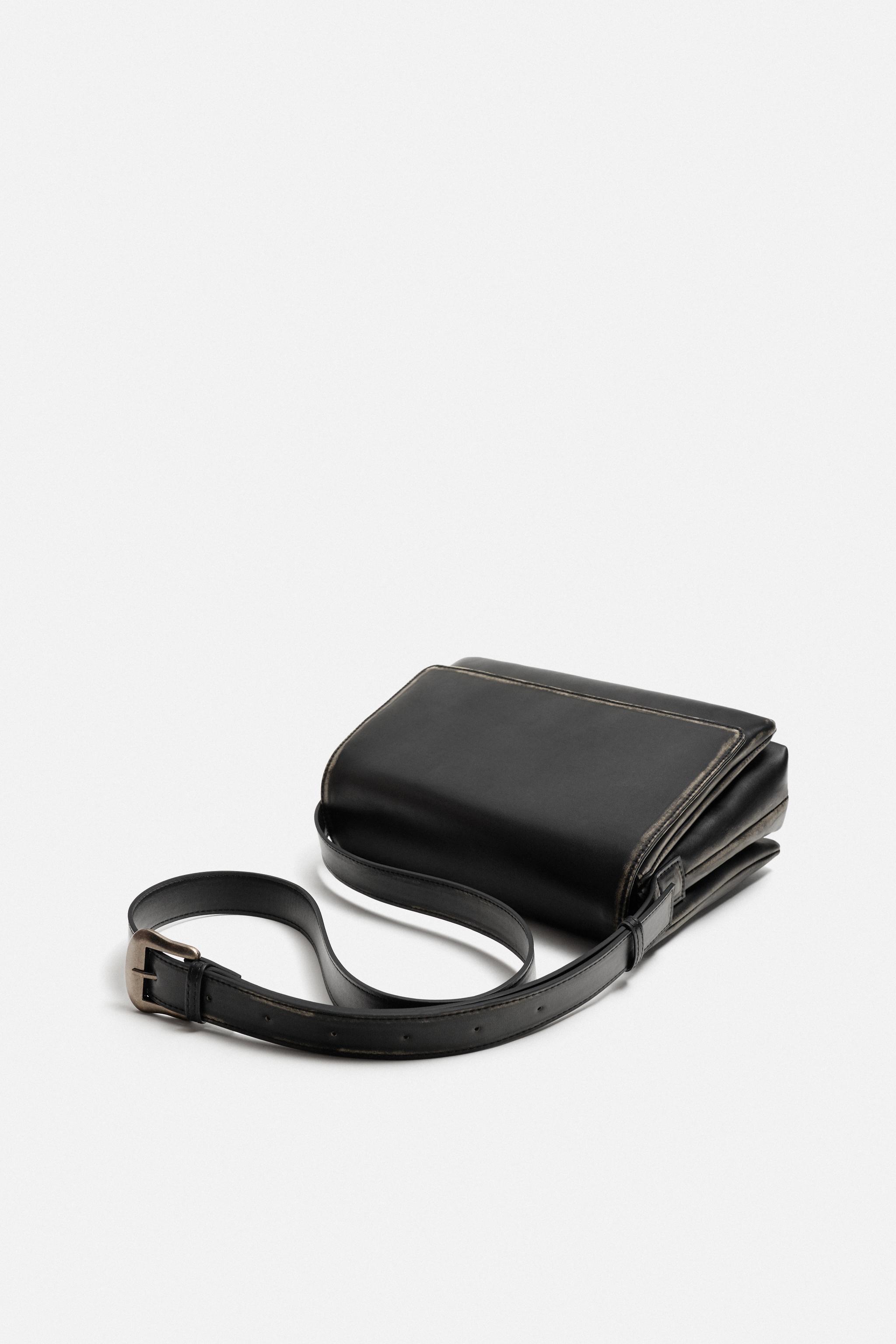 DISTRESSED EFFECT FLAP CROSSBODY BAG