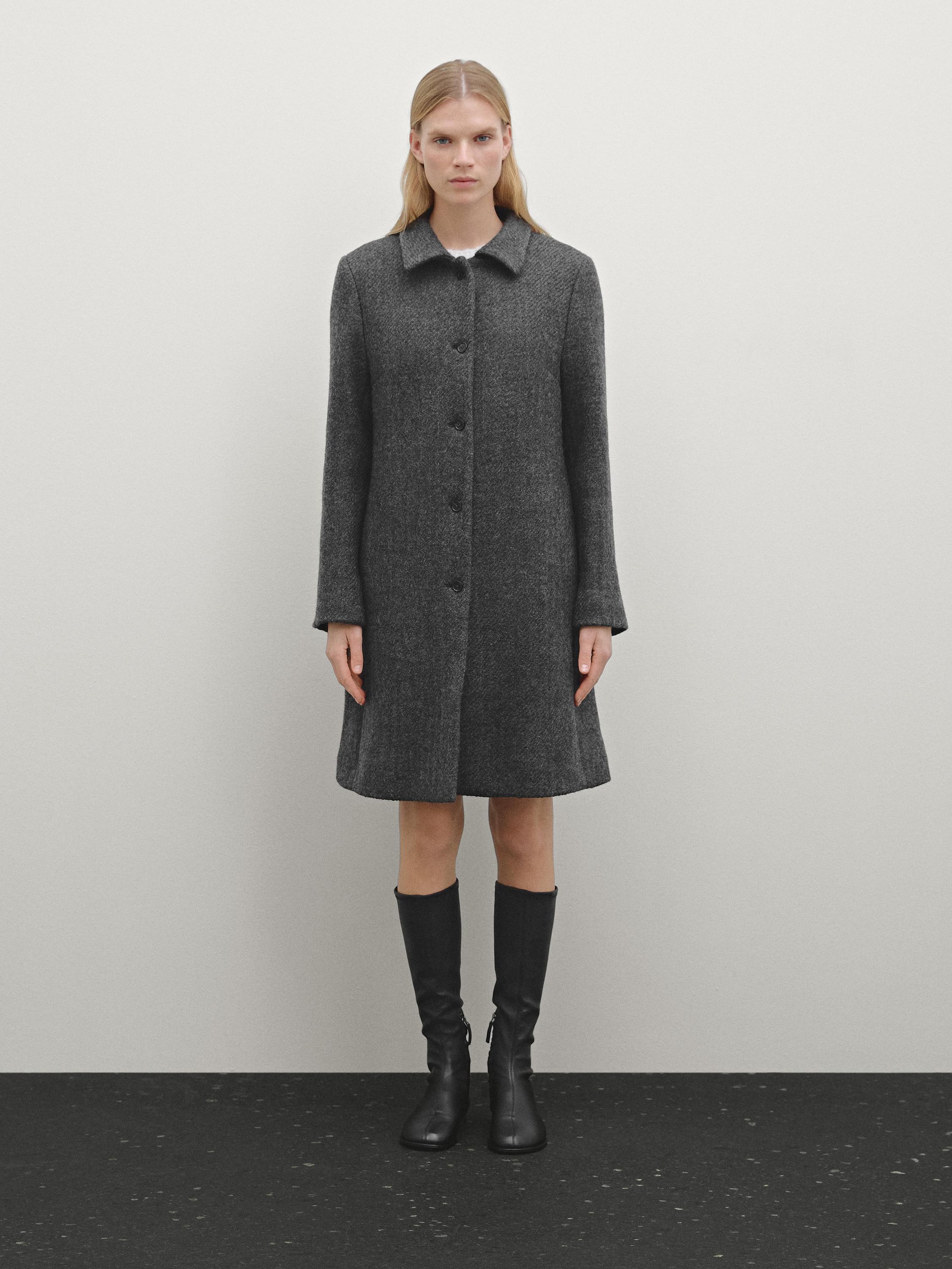 Grey wool blend coat on sale