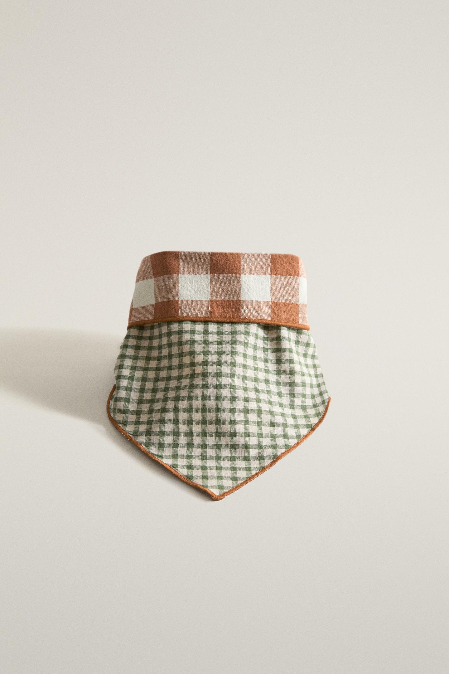 Zara Reversible Check Pet Bandana, цвет: Оранжевый — фото 1