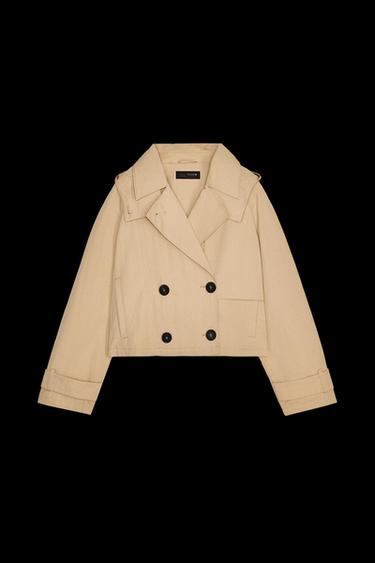 GABARDINA CORTA CAPUCHA EXTRAÍBLE - Camel claro de Zara - Imagen 0