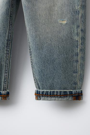 RIPPED BAGGY JEANS - Mid-blue by Zara - Image 3