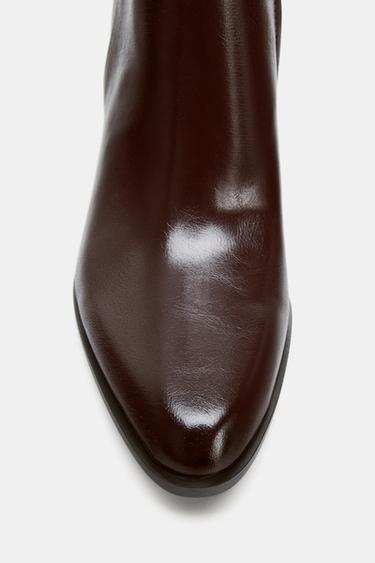 WIDE-HEEL ANKLE BOOTS - Burgundy Red by Zara - Image 4