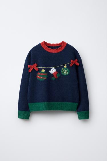 GARLAND PRINT KNIT JUMPER - Blue / Navy by Zara - Image 0