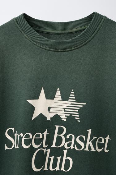 ENSEMBLE T-SHIRT ET PANTALON DE JOGGING DÉLAVÉ À INSCRIPTION - Vert de Zara - Image 3