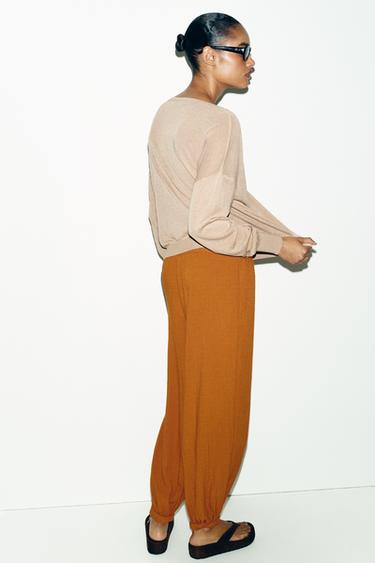 PANTALON BOUFFANT À TAILLE ÉLASTIQUE - Curry de Zara - Image 5