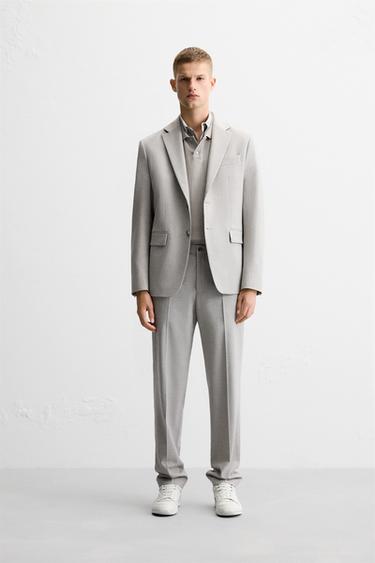 КОСТЮМНЫЕ БРЮКИ ИЗ РЕЛЬЕФНОЙ ТКАНИ — КАМЕННО-СЕРЫЙ от Zara — изображение 0