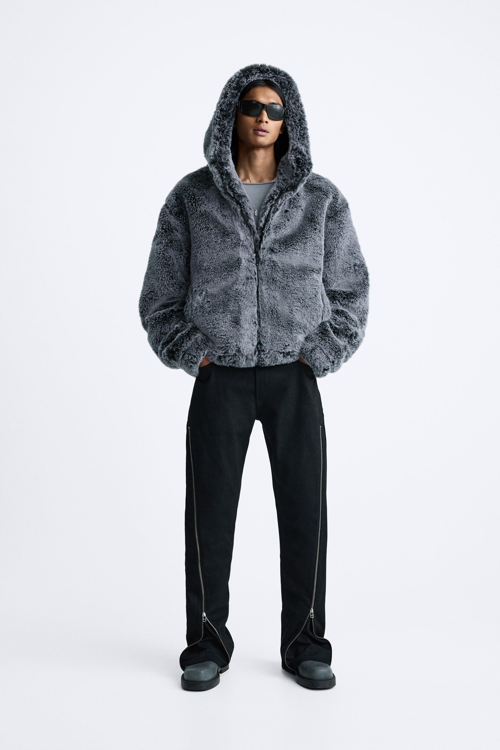 Zara fur hooded on sale jacket