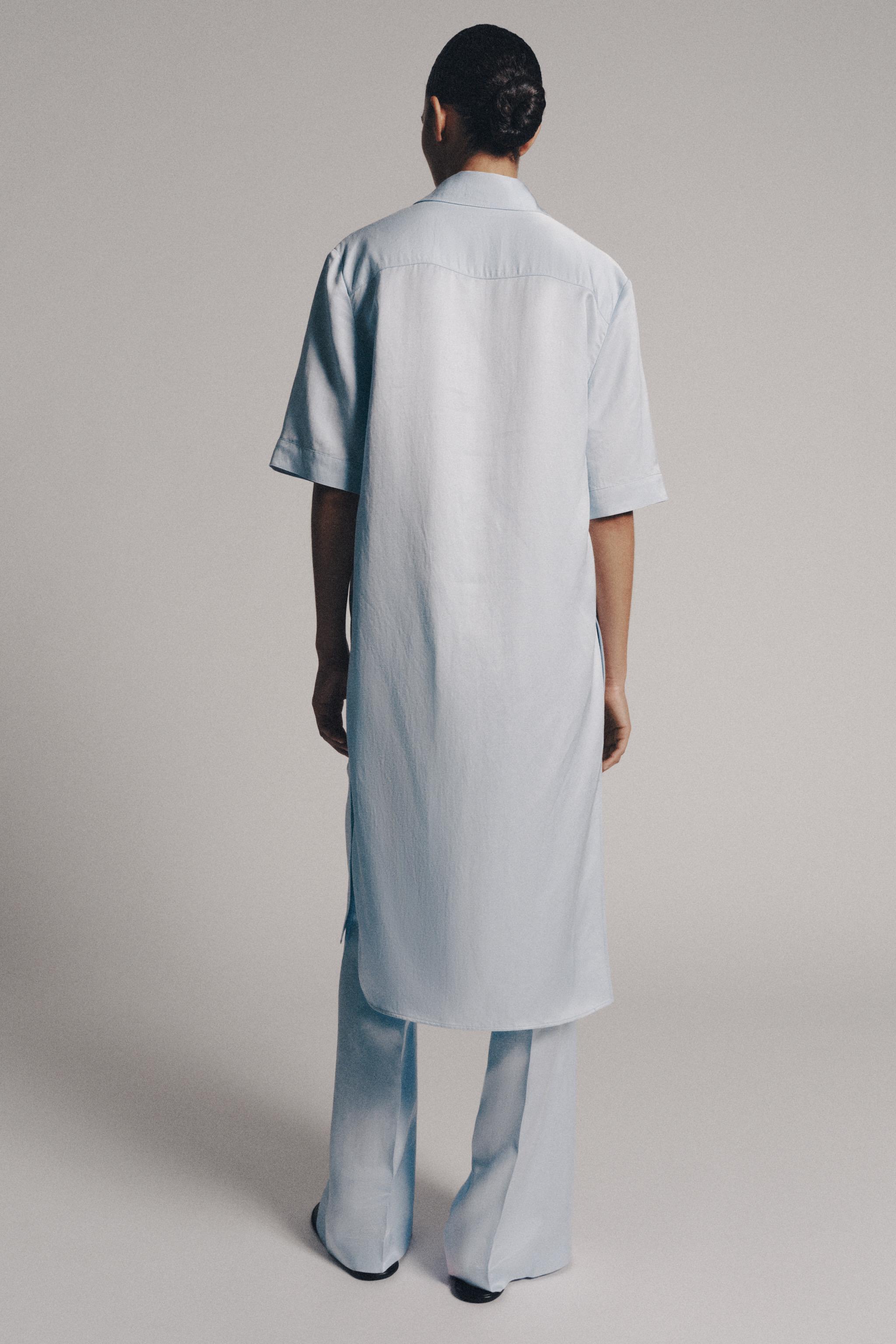 Женские рубашки Zara LINEN BLEND TUNIC SHIRT ZW COLLECTION — фото 3