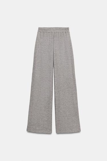Zara SOFT WIDE LEG PANTS - Taupe gray