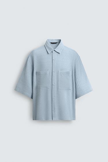 CHEMISE RELAXED FIT TEXTURÉE - Bleu ciel de Zara - Image 5