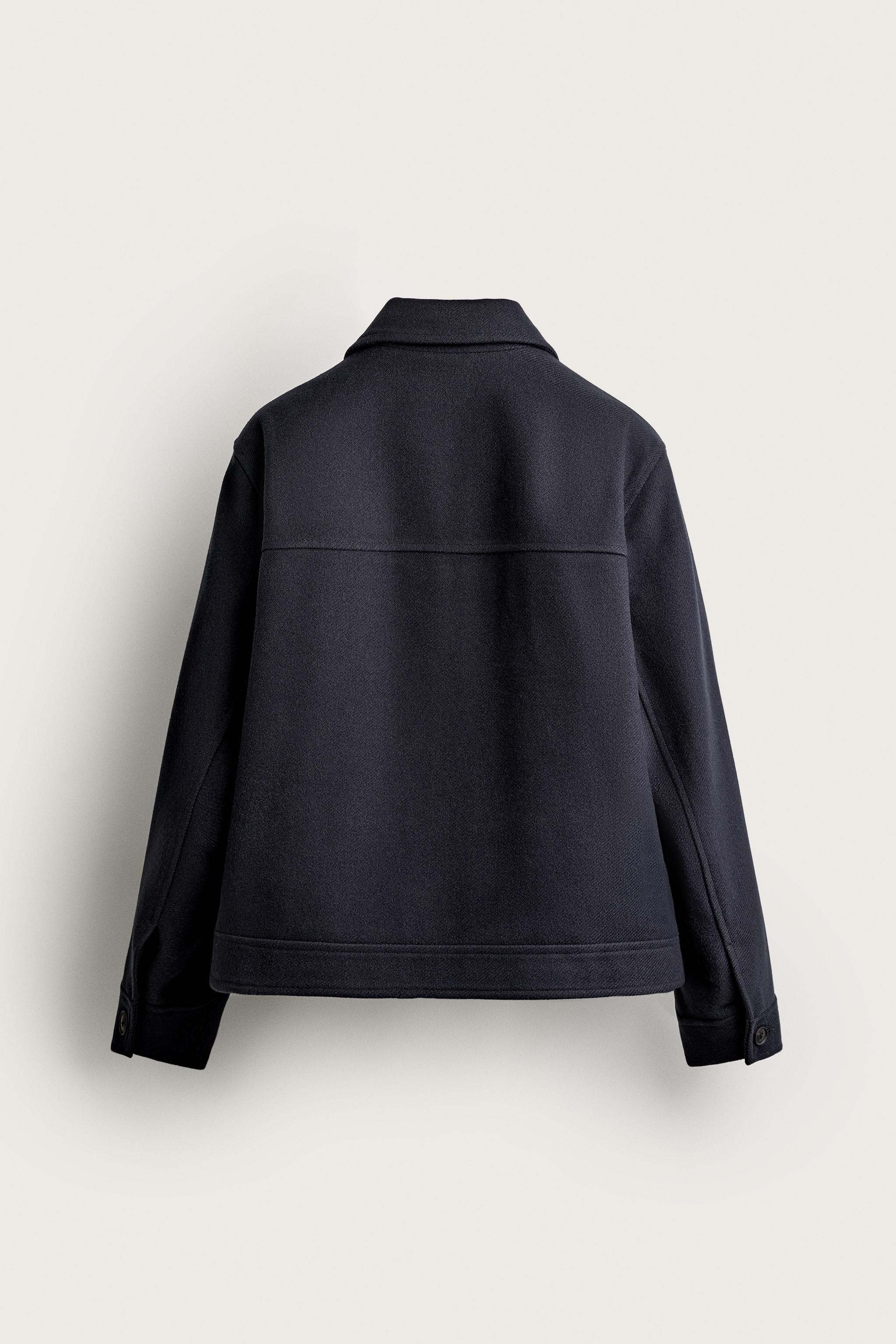 TEXTURED REGULAR FIT JACKET — Navy blue