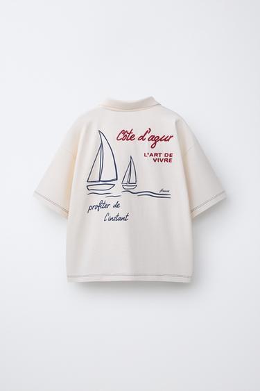 TEXT PRINT POLO SHIRT - White by Zara - Image 1