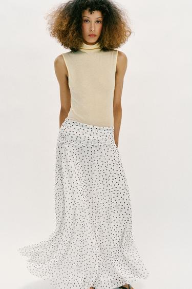 LONG DOTS SKIRT - Black / White by Zara - Image 2