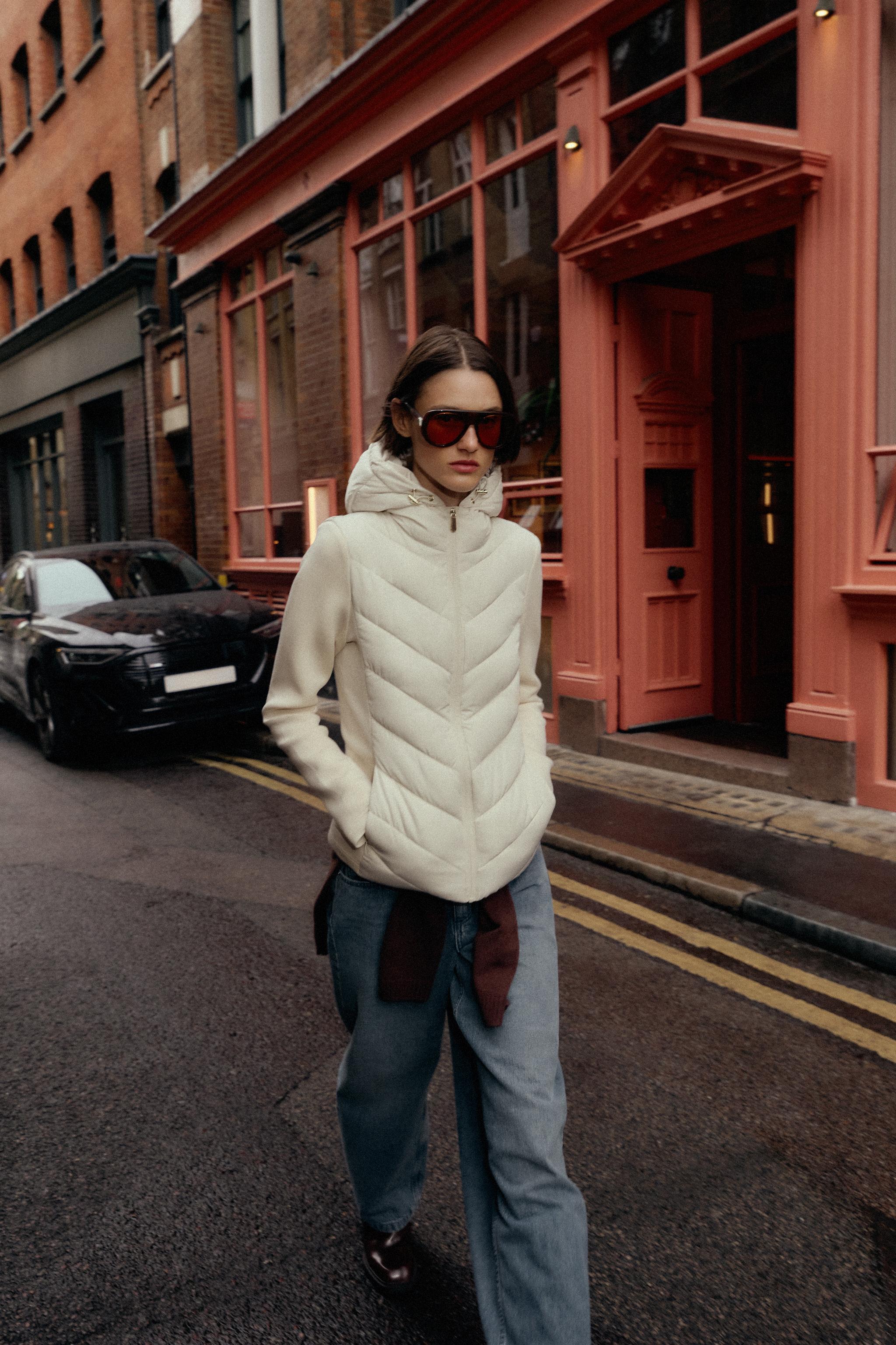 極美品✨ZARA フード付き キルティングアノラック モールグレー フードジャケット – レディース | ZARA 日本