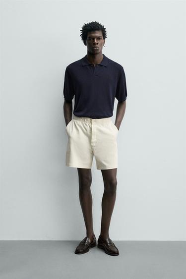 PANTALLONA TË SHKURTRA JOGGER REGULAR FIT - E bardhë e thyer nga Zara - Imazh 0