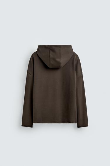 Zara RELAXED FIT HOODIE SWEATSHIRT - Brown