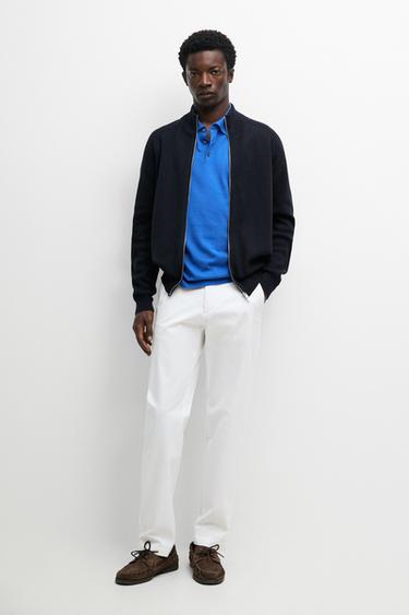 Zara Knit cotton blend cardigan with raglan sleeves - Navy blue - Image 0