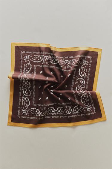 BANDANA COTON PAISLEY POUR ANIMAUX DE COMPAGNIE - Marron de Zara
