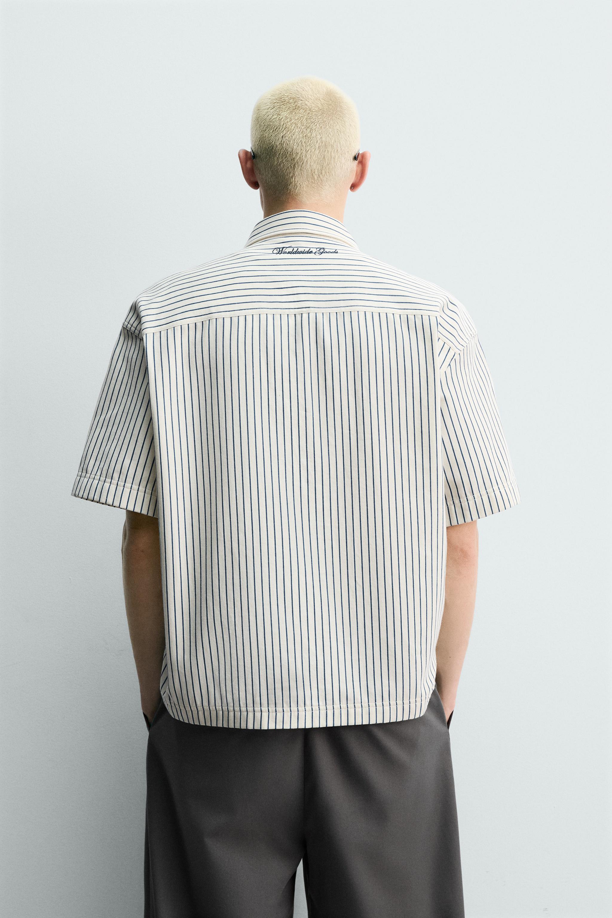 CONTRAST STRIPED PATCH OVERSHIRT